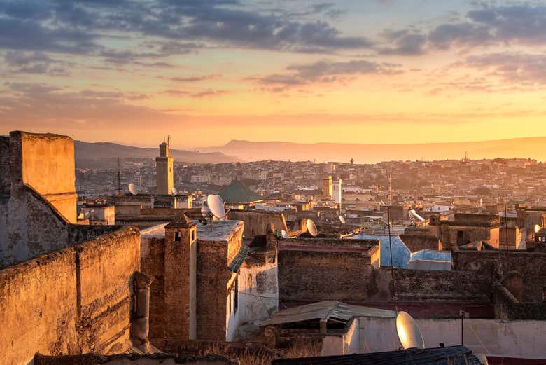 Vista panorámica de Fez al atardecer